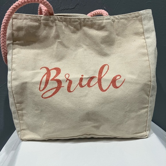 Bride Tote Bag in Cream and Pink - Picture 1 of 7